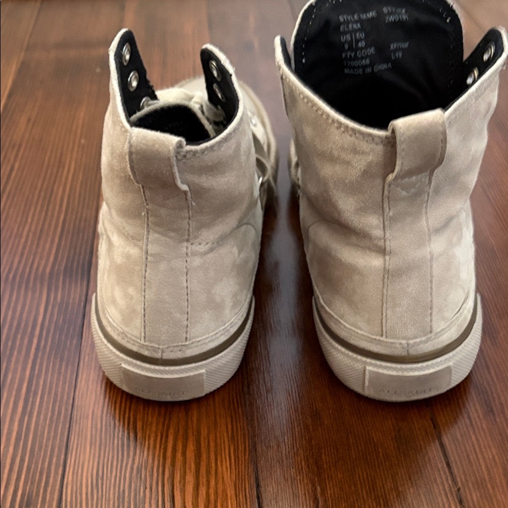 All Saints High-Top Suede Sneakers in Light Beige, Size 9 - Picture 4 of 8
